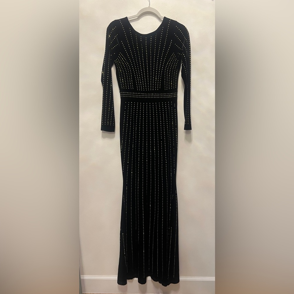 Windsor Black Long Sleeve Studded Dress